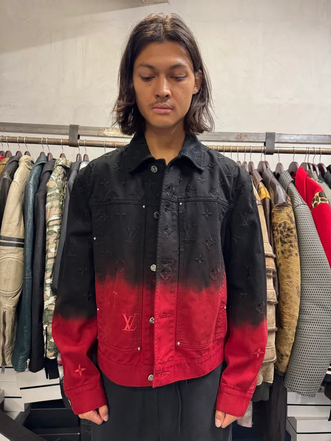 FW2024 Louis Vuitton Embroidered Red Evil Gradient Black Denim Jacket vIDXpot 2