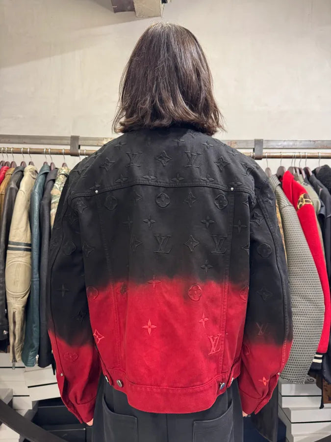 FW2024 Louis Vuitton Embroidered Red Evil Gradient Black Denim Jacket vIDXpot 3