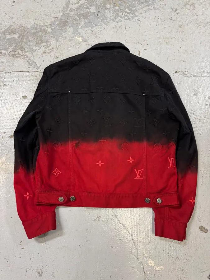 FW2024 Louis Vuitton Embroidered Red Evil Gradient Black Denim Jacket vIDXpot 5