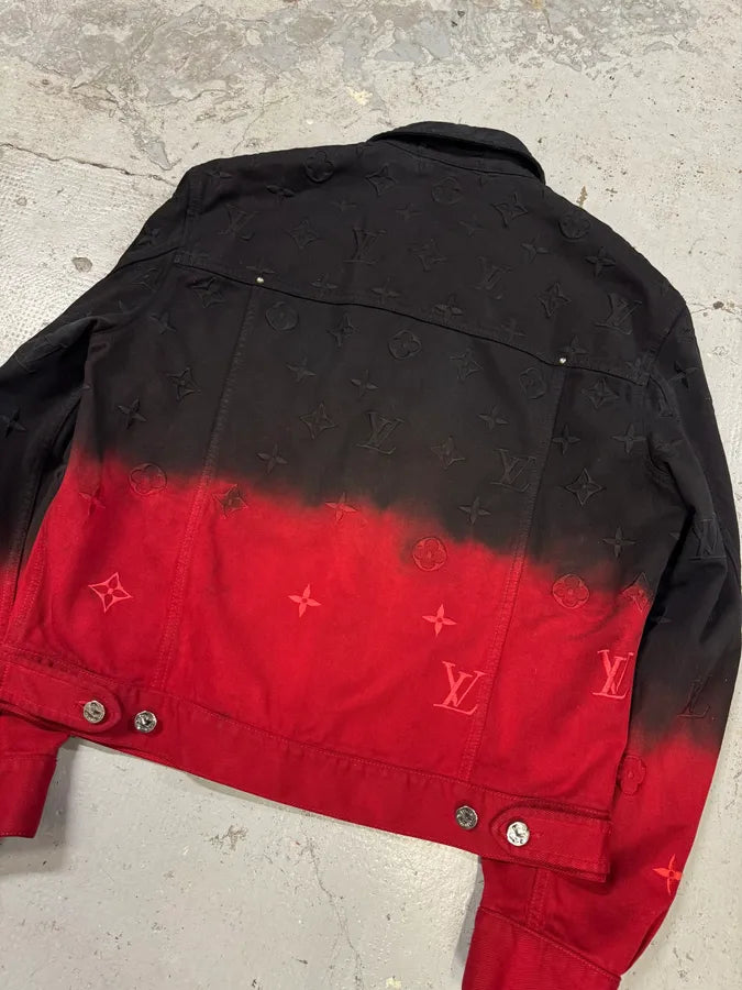 FW2024 Louis Vuitton Embroidered Red Evil Gradient Black Denim Jacket vIDXpot 6