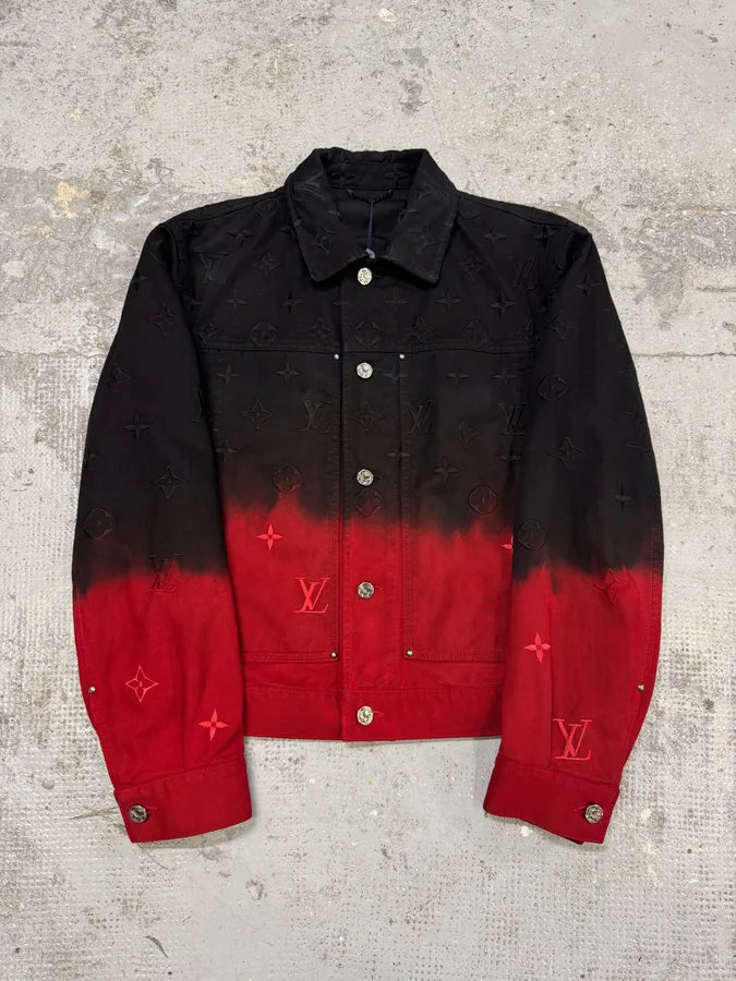 FW2024 Louis Vuitton Embroidered Red Evil Gradient Black Denim Jacket vIDXpot 7