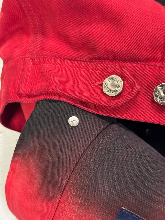 FW2024 Louis Vuitton Embroidered Red Evil Gradient Black Denim Jacket vIDXpot 8