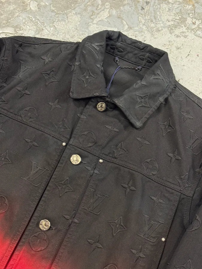 FW2024 Louis Vuitton Embroidered Red Evil Gradient Black Denim Jacket vIDXpot 9