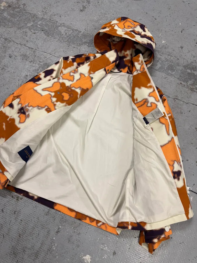FW2024 Louis Vuitton Orange Map Camo Cotton Hooded Zip-Up Jacket qxxWJwt 11
