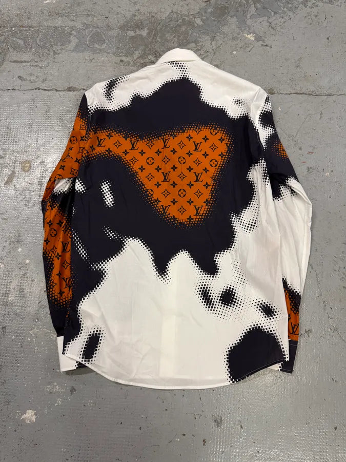 FW2024 Louis Vuitton Orange Map Camo White Shirt mTaDbKs 5