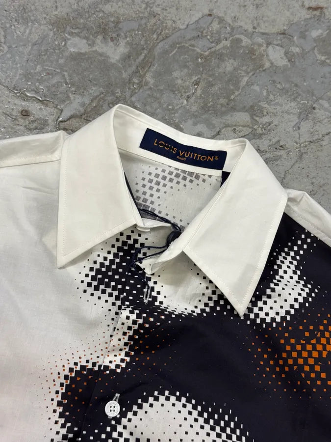 FW2024 Louis Vuitton Orange Map Camo White Shirt mTaDbKs 6