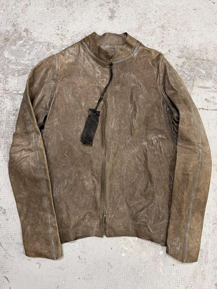 FW2025 Isaac Sellam Anatomique Crasse Pouille Grey Leather Jacket gGTijdm 0