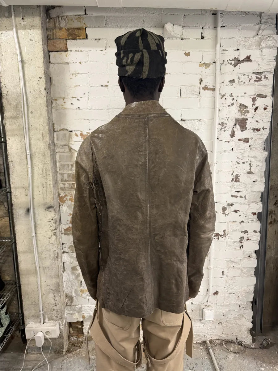 FW2025 Isaac Sellam Anatomique Crasse Pouille Grey Leather Jacket gGTijdm 3