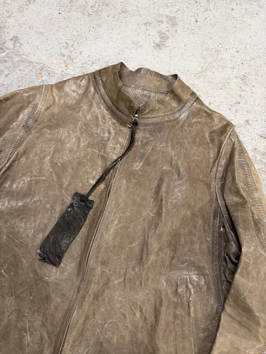 FW2025 Isaac Sellam Anatomique Crasse Pouille Grey Leather Jacket gGTijdm 4