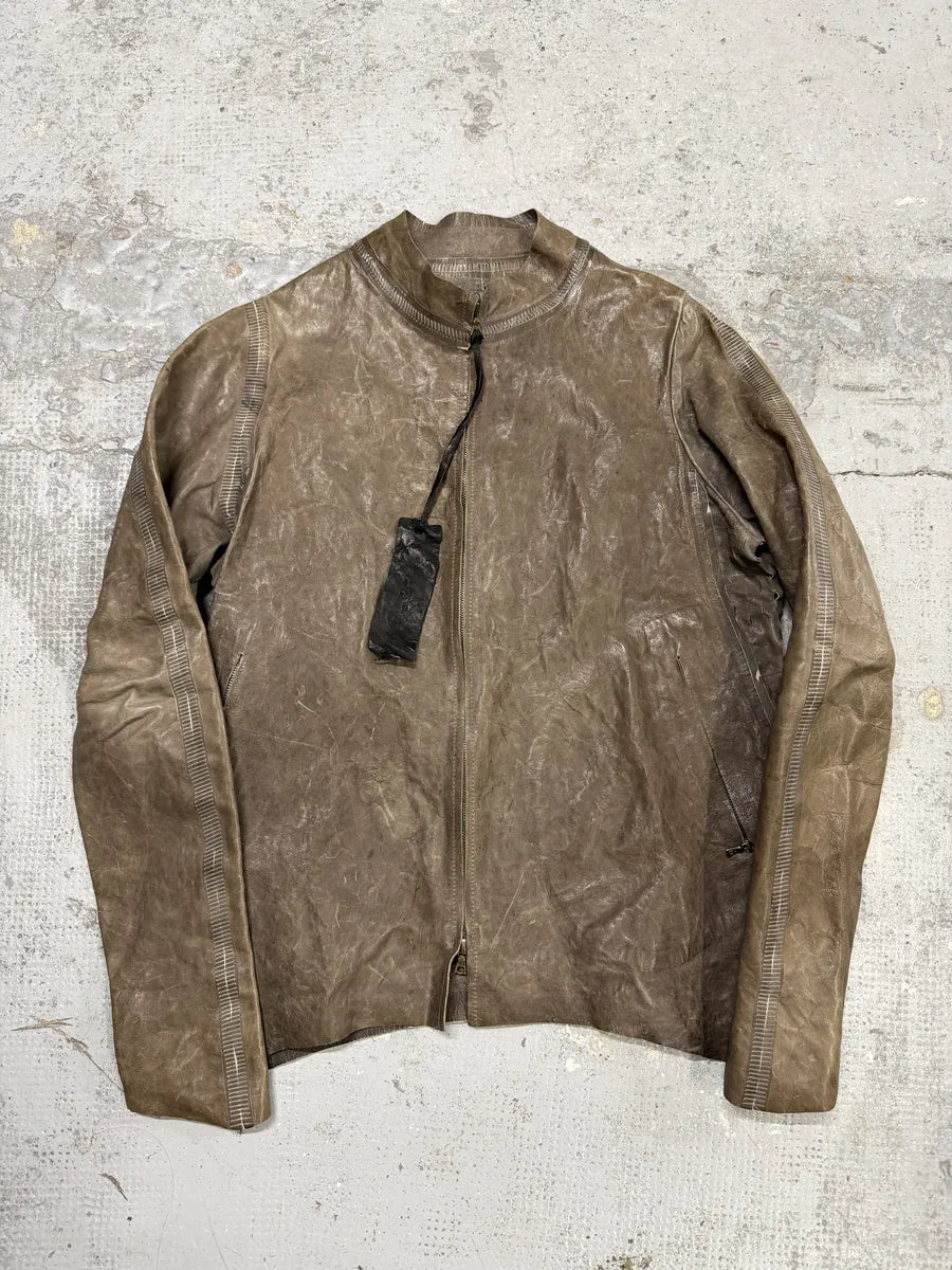 FW2025 Isaac Sellam Anatomique Crasse Pouille Grey Leather Jacket gGTijdm 5