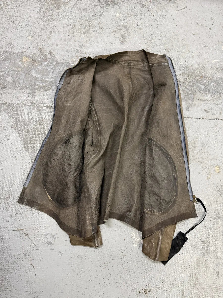 FW2025 Isaac Sellam Anatomique Crasse Pouille Grey Leather Jacket gGTijdm 6