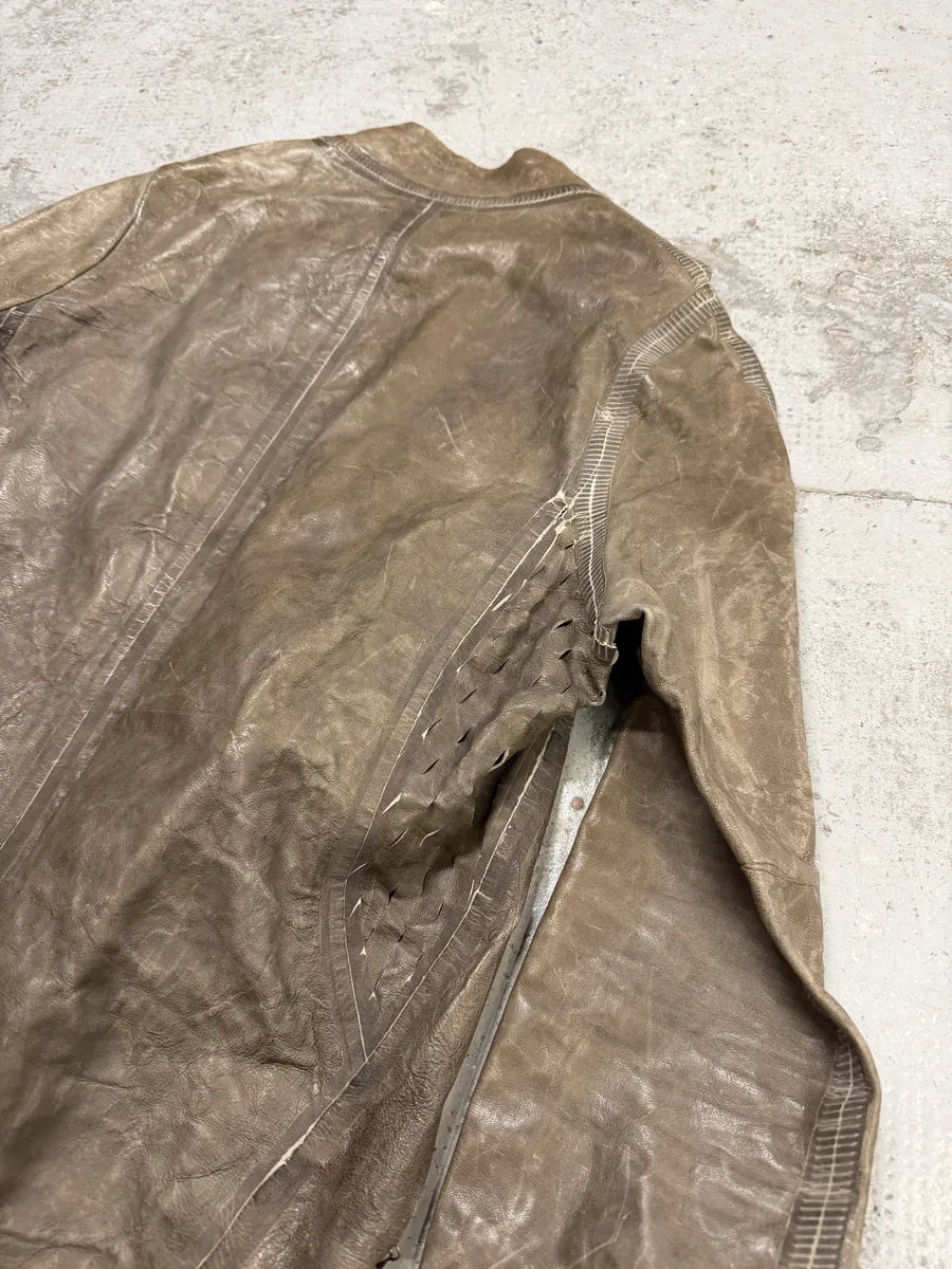 FW2025 Isaac Sellam Anatomique Crasse Pouille Grey Leather Jacket gGTijdm 7