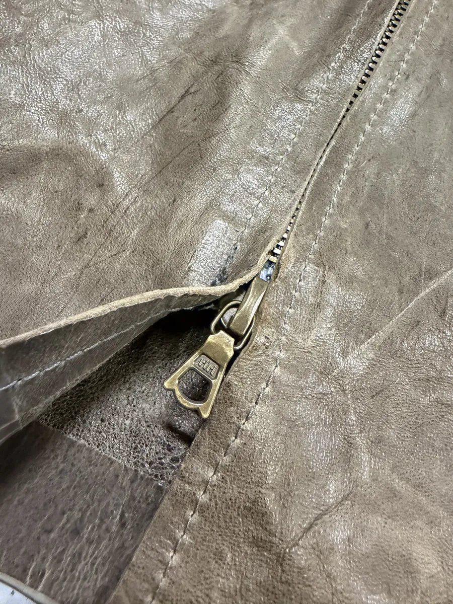 FW2025 Isaac Sellam Anatomique Crasse Pouille Grey Leather Jacket gGTijdm 8