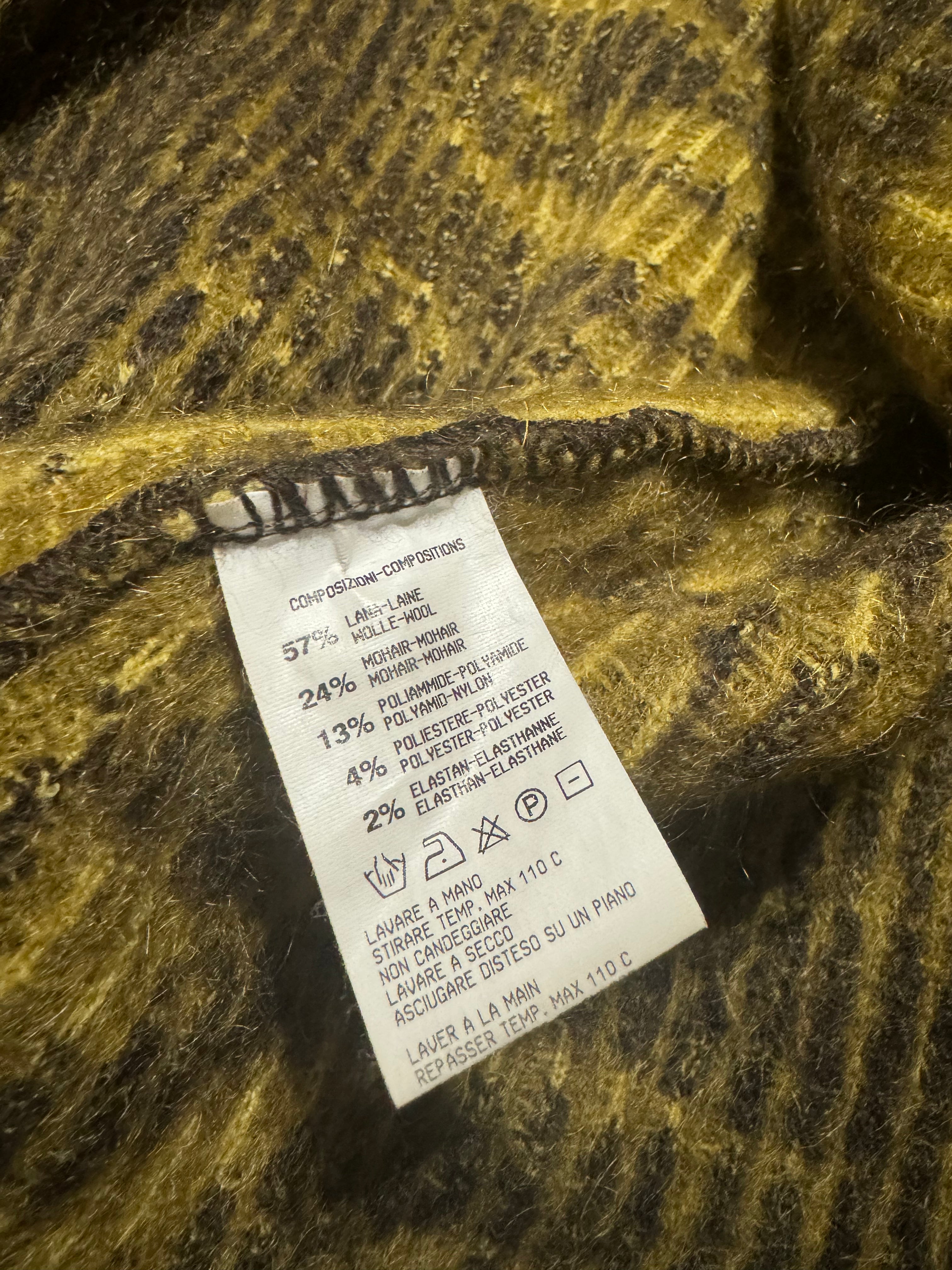 FW2002 Roberto Cavalli Tiger Zebra Yellow Faded Wool Cardigan (S/M) - 7