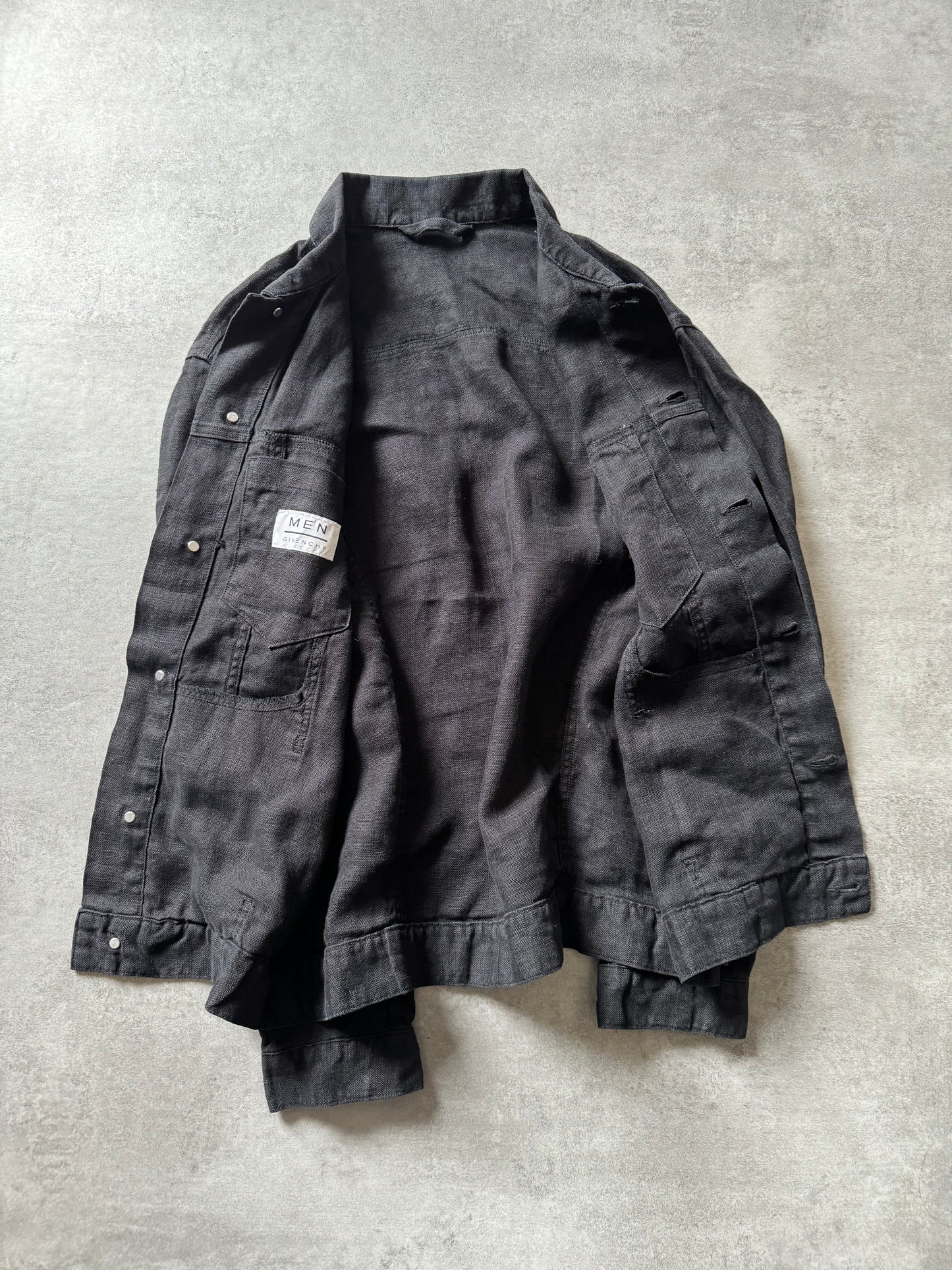 SS1998 Givenchy Black Light Linen OTrucker Jacket  (L) - 8