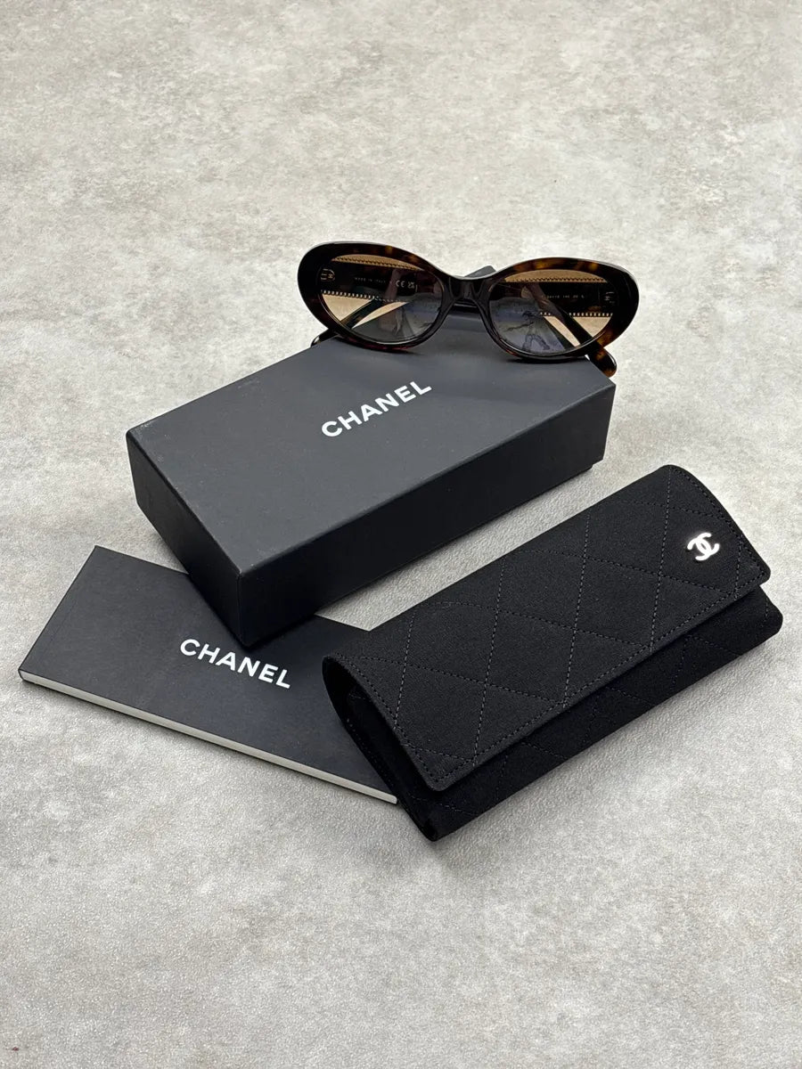 Chanel Brown Acetate Chain-Detail Sunglasses fzGSEBbf 4