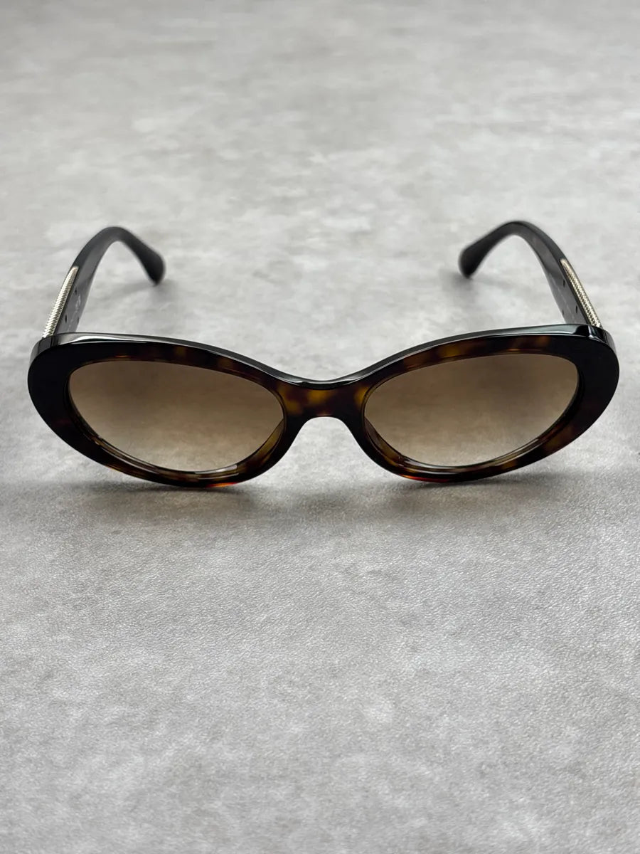 Chanel Brown Acetate Chain-Detail Sunglasses fzGSEBbf 6