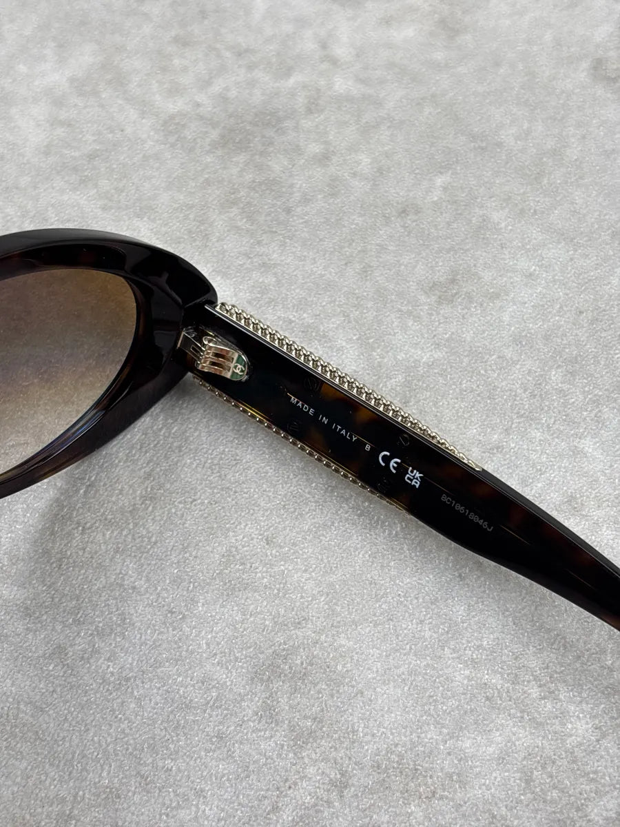 Chanel Brown Acetate Chain-Detail Sunglasses fzGSEBbf 10
