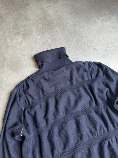 2000s Maison Martin Margiela Navy Wavy Turtleneck  (XS/S) - 4