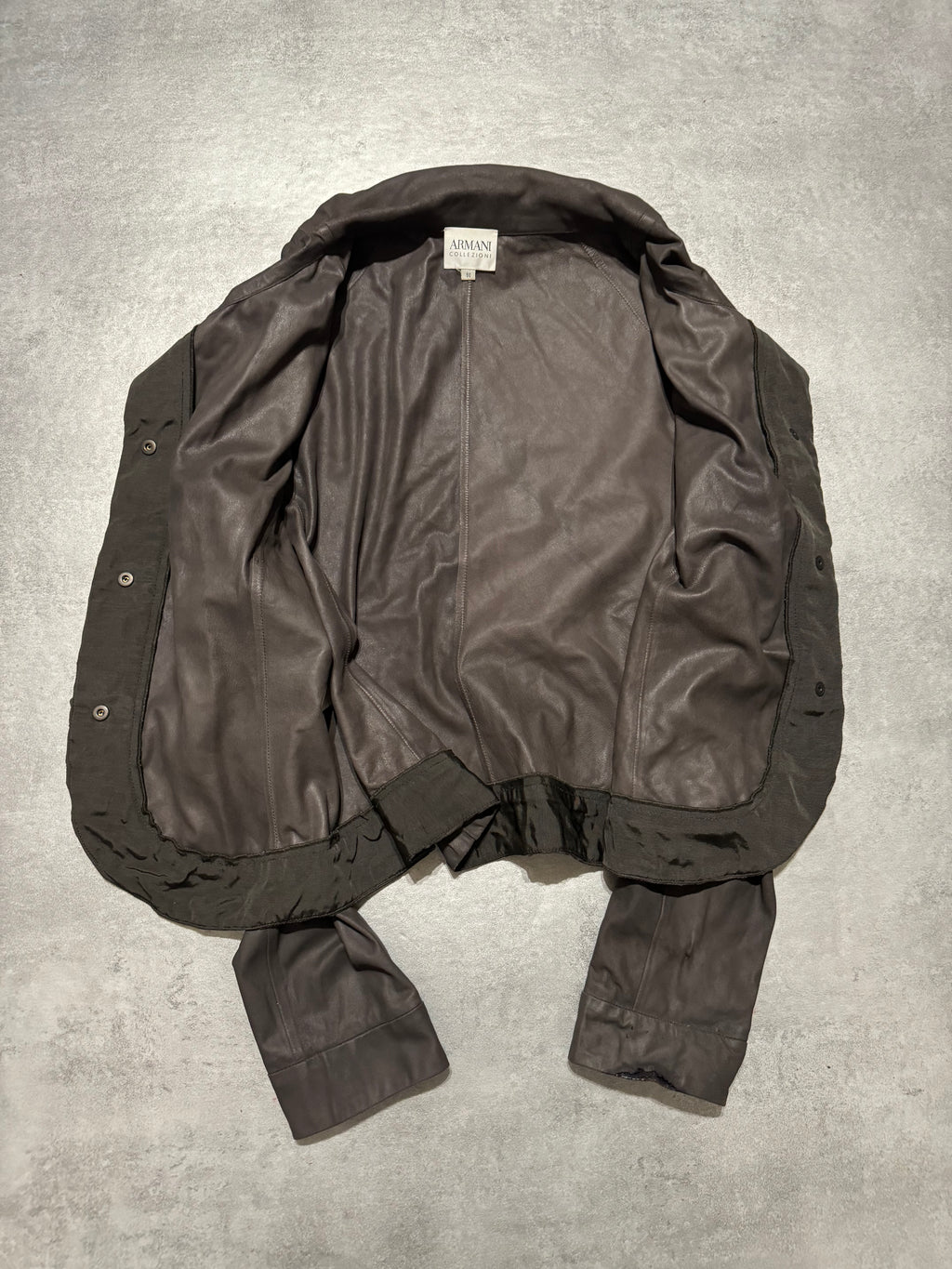 AW2007 Armani Collezioni Brown Goat Leather Buttoned Contemporary Jacket (S) - 5