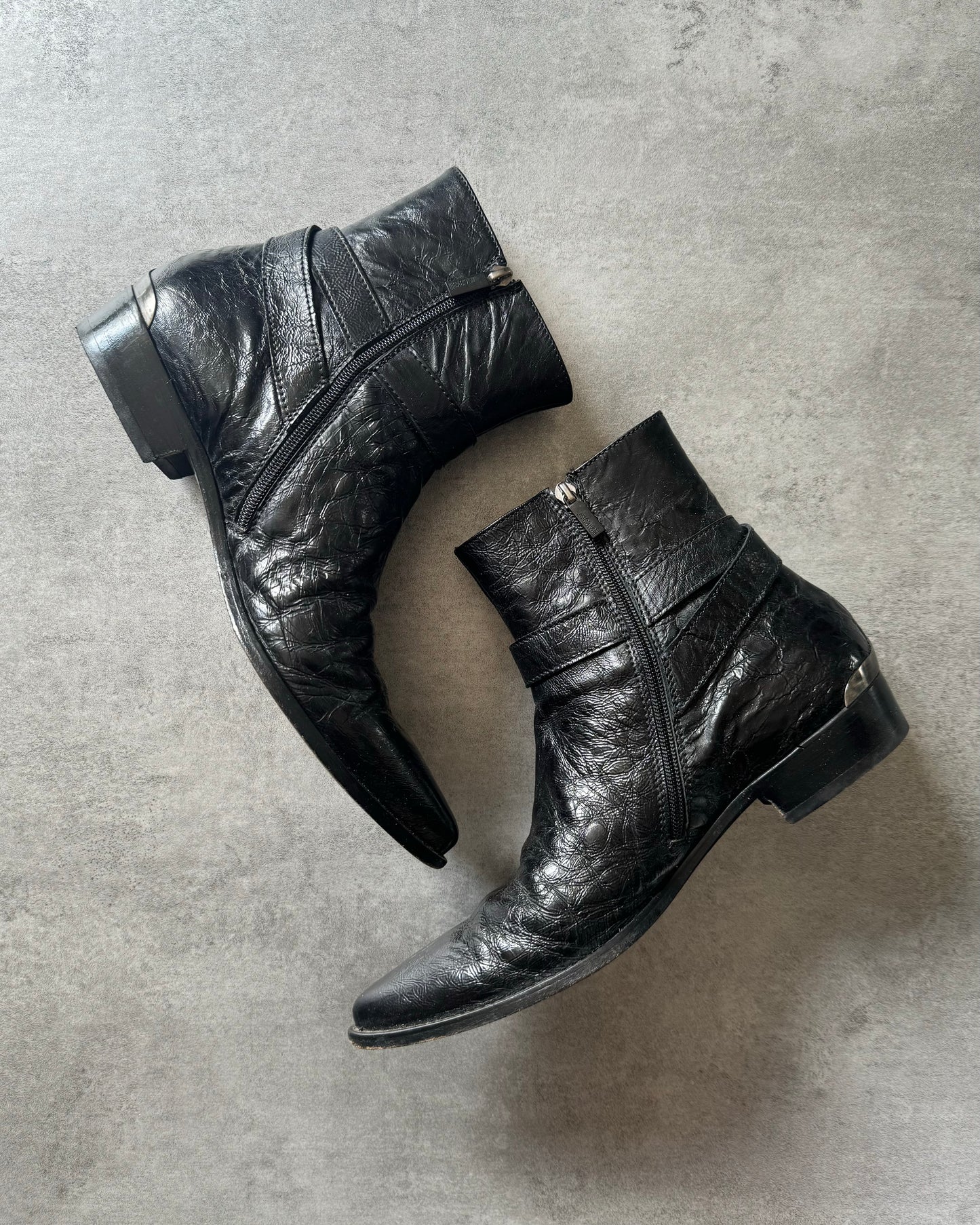 Cavalli Black Western Leather Boots  (43) - 3