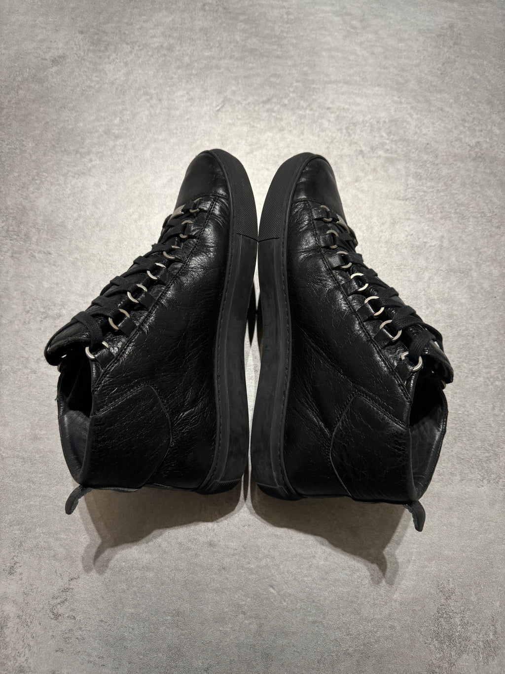 Balenciaga Arena High Black Leather Shoes (41) - 7