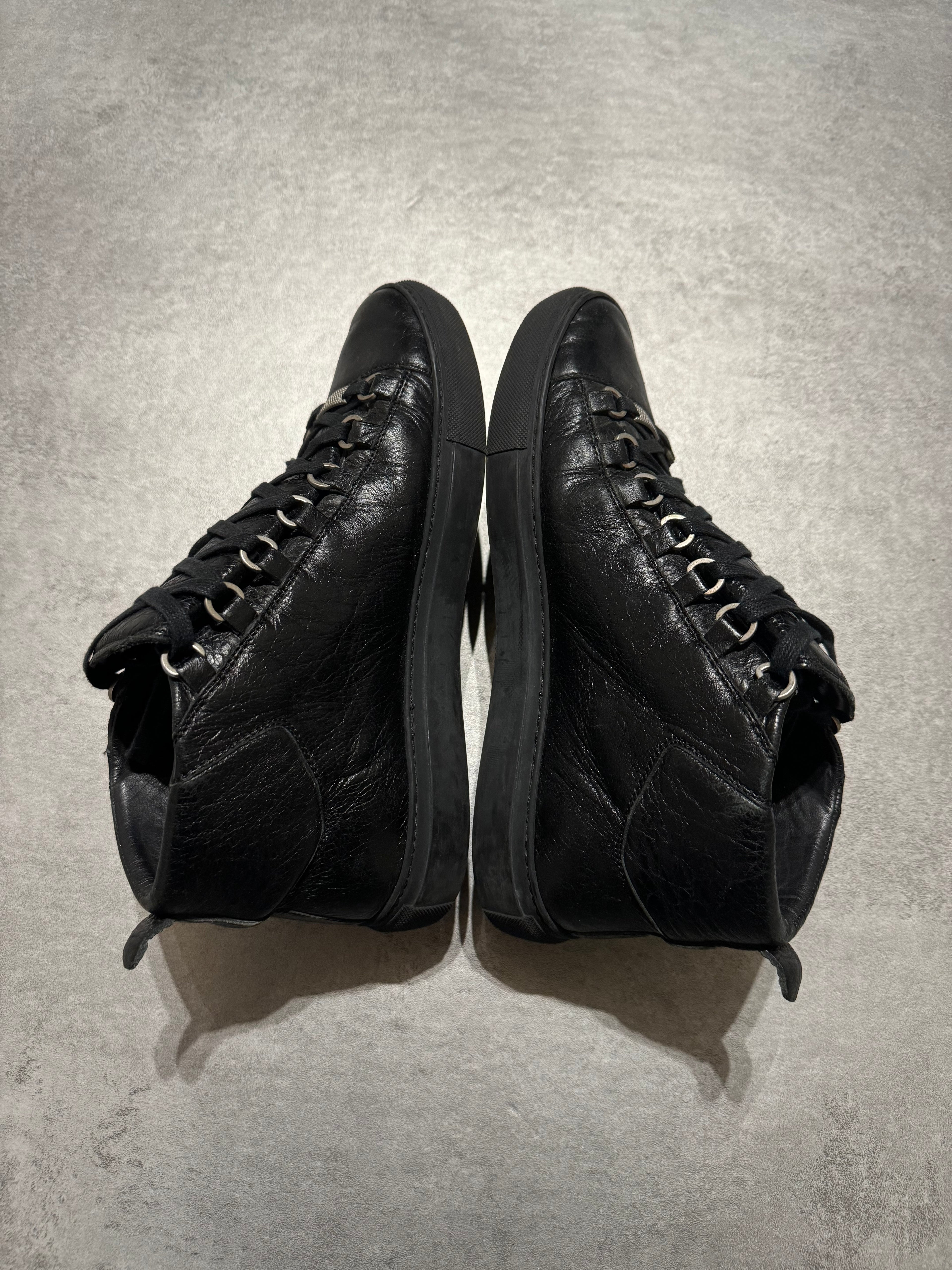 Balenciaga Arena High Black Leather Shoes (41) - 7