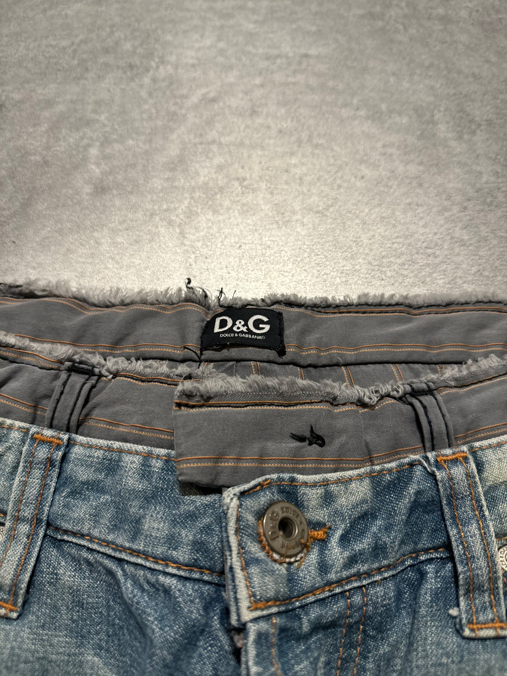 SS2005 Dolce & Gabbana Faded Double-Waisted Denim Jeans (M) - 7