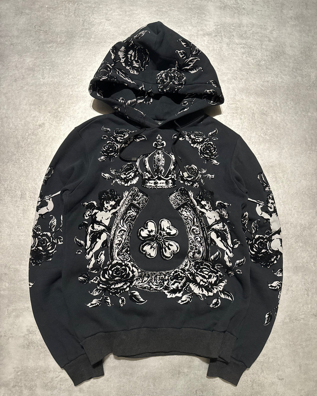 2000s Dolce & Gabbana Royal Black Primea Linea Relief Hoodie (M) - 1