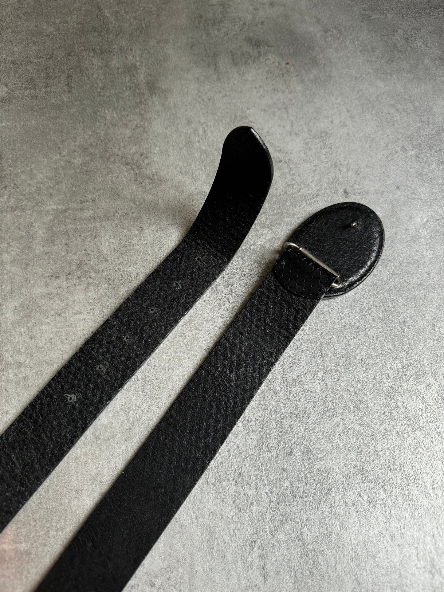 Maison Martin Margiela Bubble Hive Effect Black Leather Belt (OS) - 9