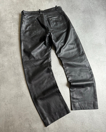 AW2001 Prada Black Premium Runway Leather Pants (M) - 7