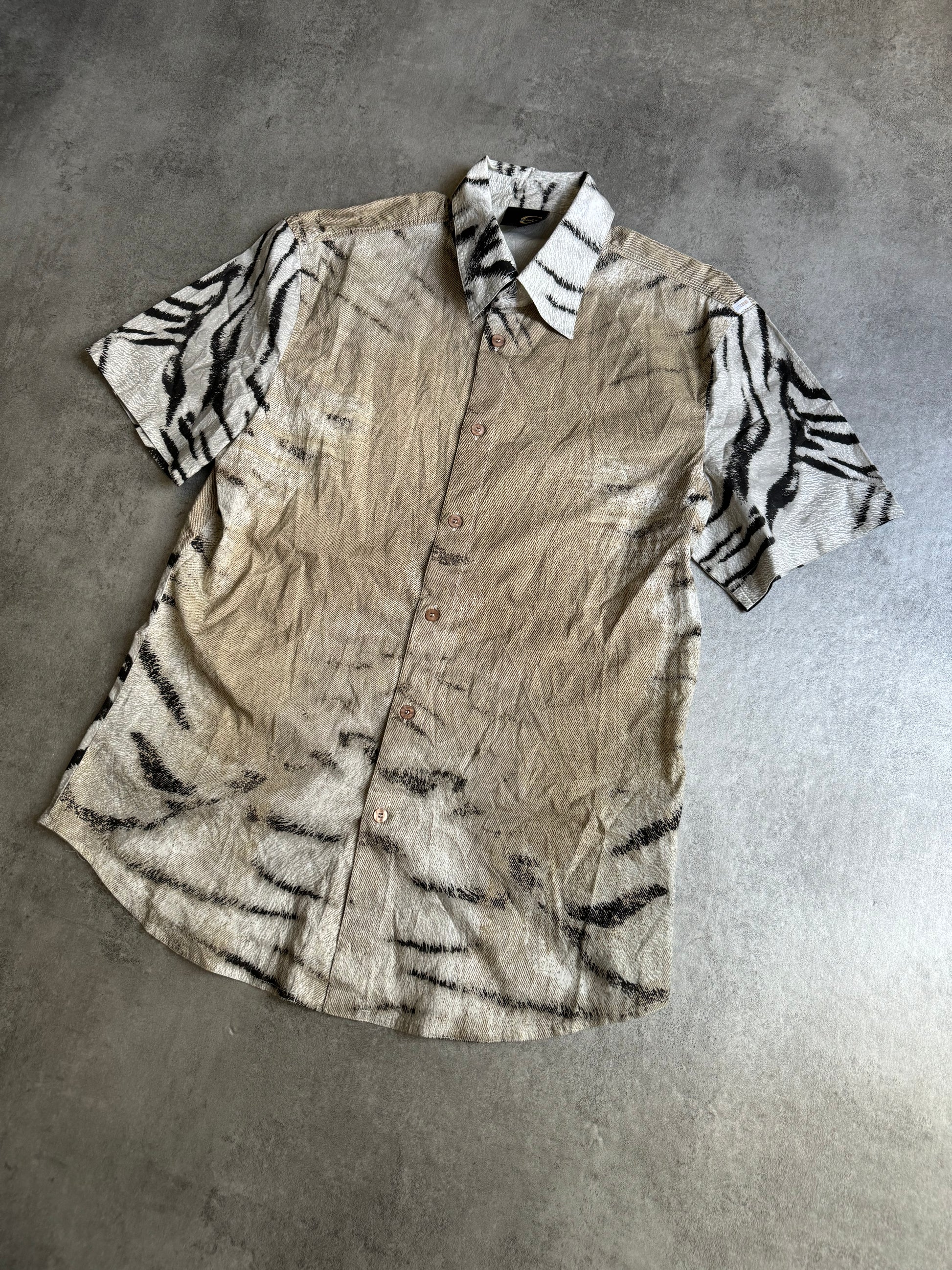 SS2002 Cavalli Zebra Camel Faded Short Sleeves Shirt (M) - 8