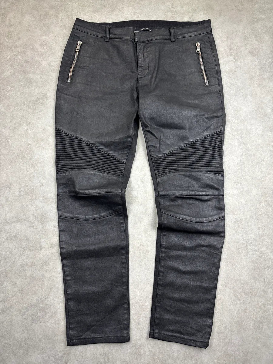 AW2016 Balmain Black Denim Biker Zip-Pocket Jeans gBZrGMdu 0