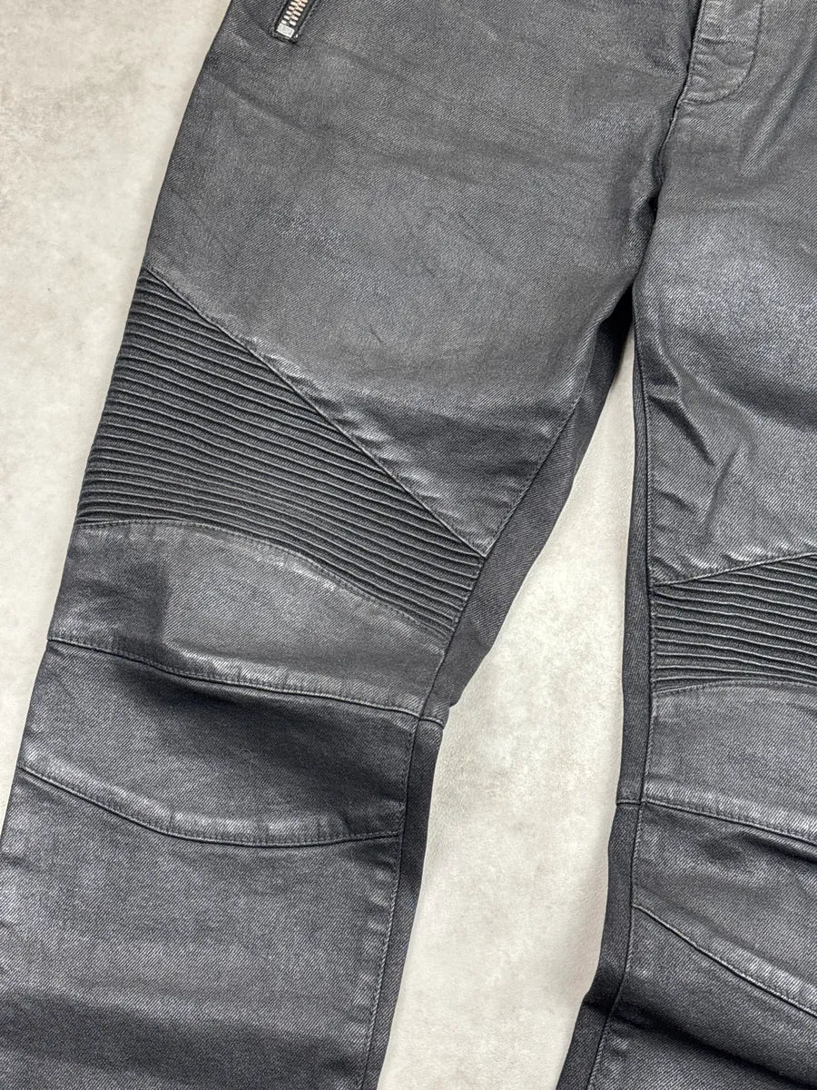 AW2016 Balmain Black Denim Biker Zip-Pocket Jeans gBZrGMdu 5