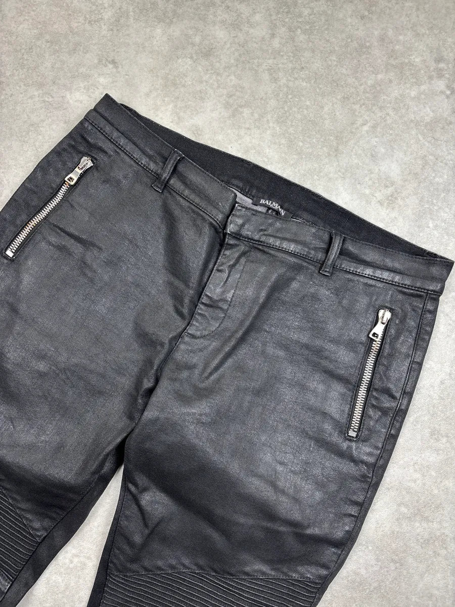 AW2016 Balmain Black Denim Biker Zip-Pocket Jeans gBZrGMdu 6