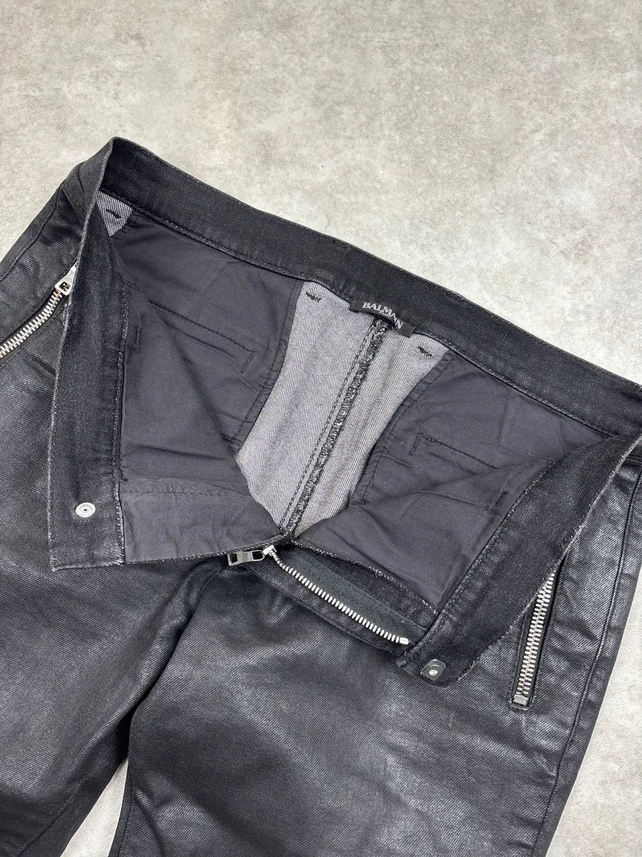 AW2016 Balmain Black Denim Biker Zip-Pocket Jeans gBZrGMdu 7