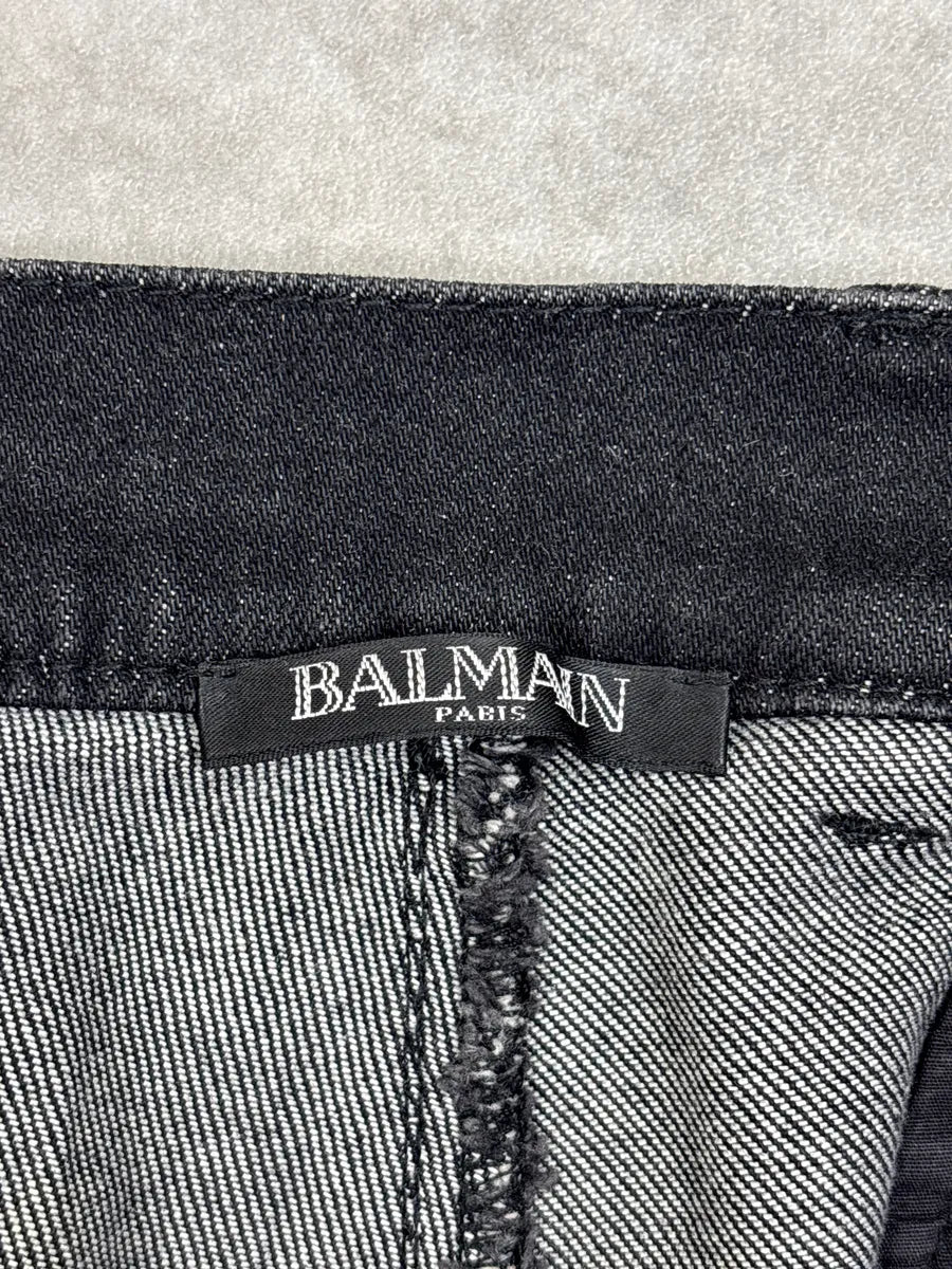 AW2016 Balmain Black Denim Biker Zip-Pocket Jeans gBZrGMdu 10