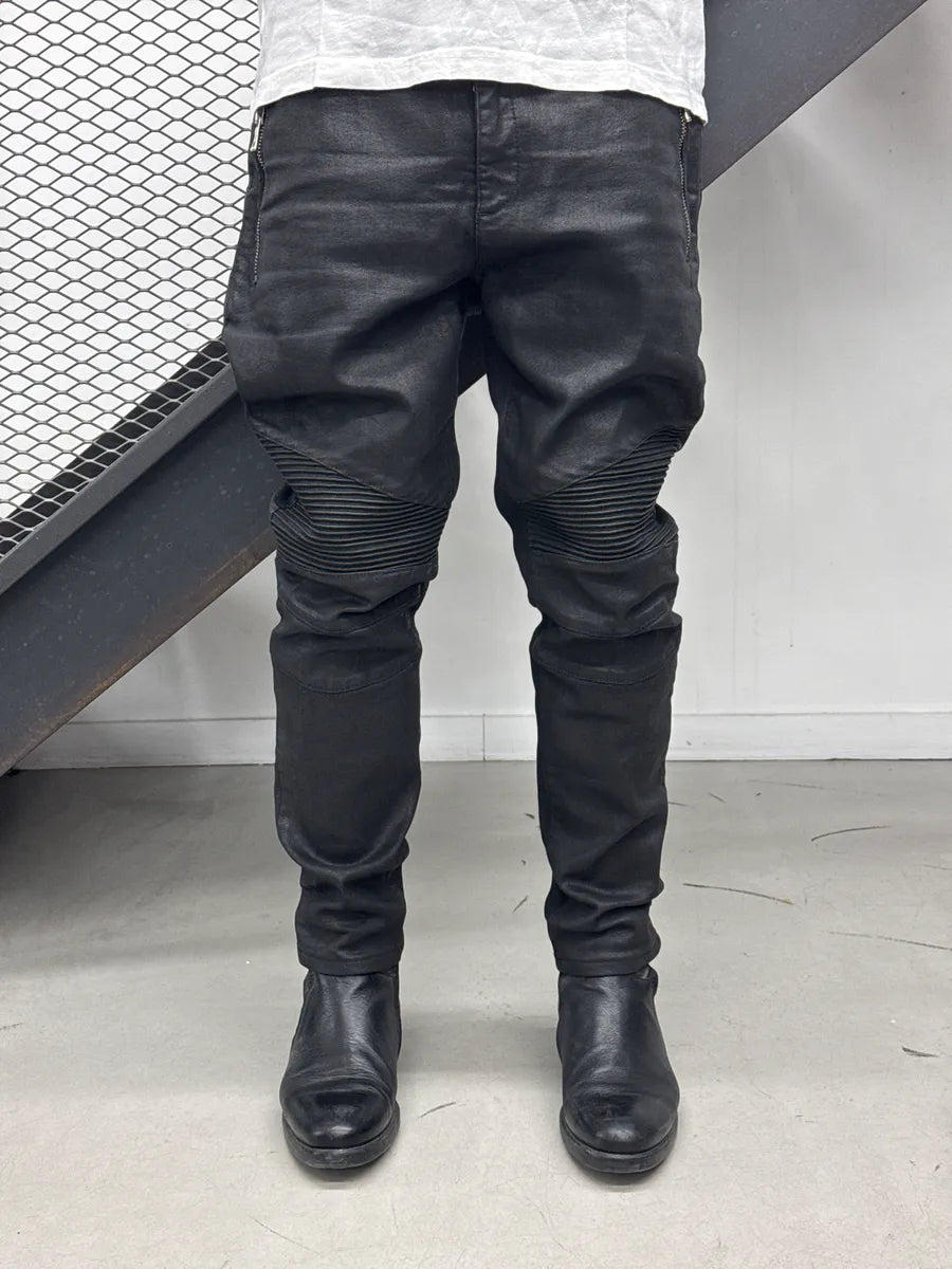 AW2016 Balmain Black Denim Biker Zip-Pocket Jeans gBZrGMdu 1