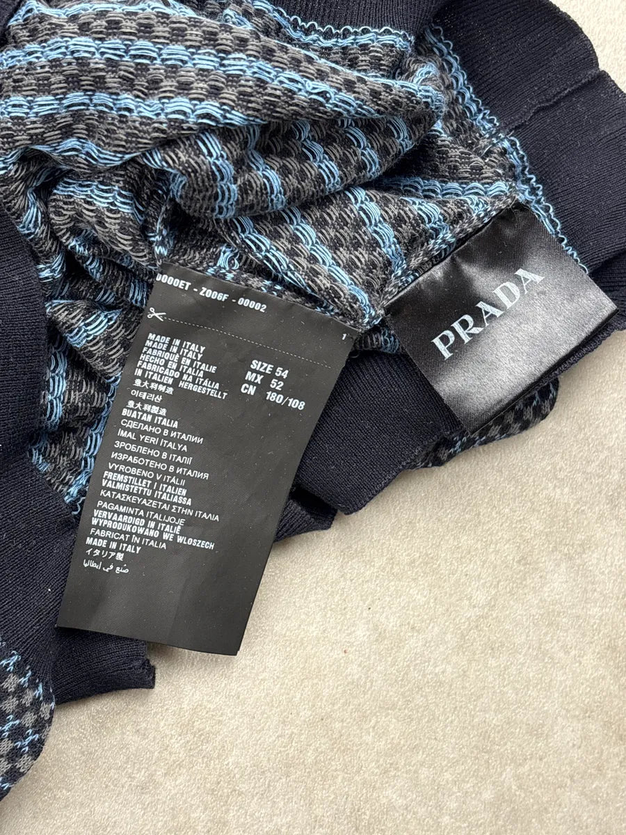 SS2015 Prada Navy Geometric Knit Polo gDLXvWSI 7
