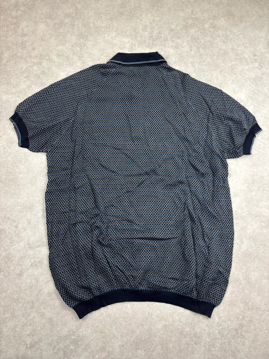 SS2015 Prada Navy Geometric Knit Polo gDLXvWSI 5