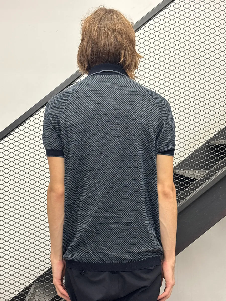 SS2015 Prada Navy Geometric Knit Polo gDLXvWSI 2
