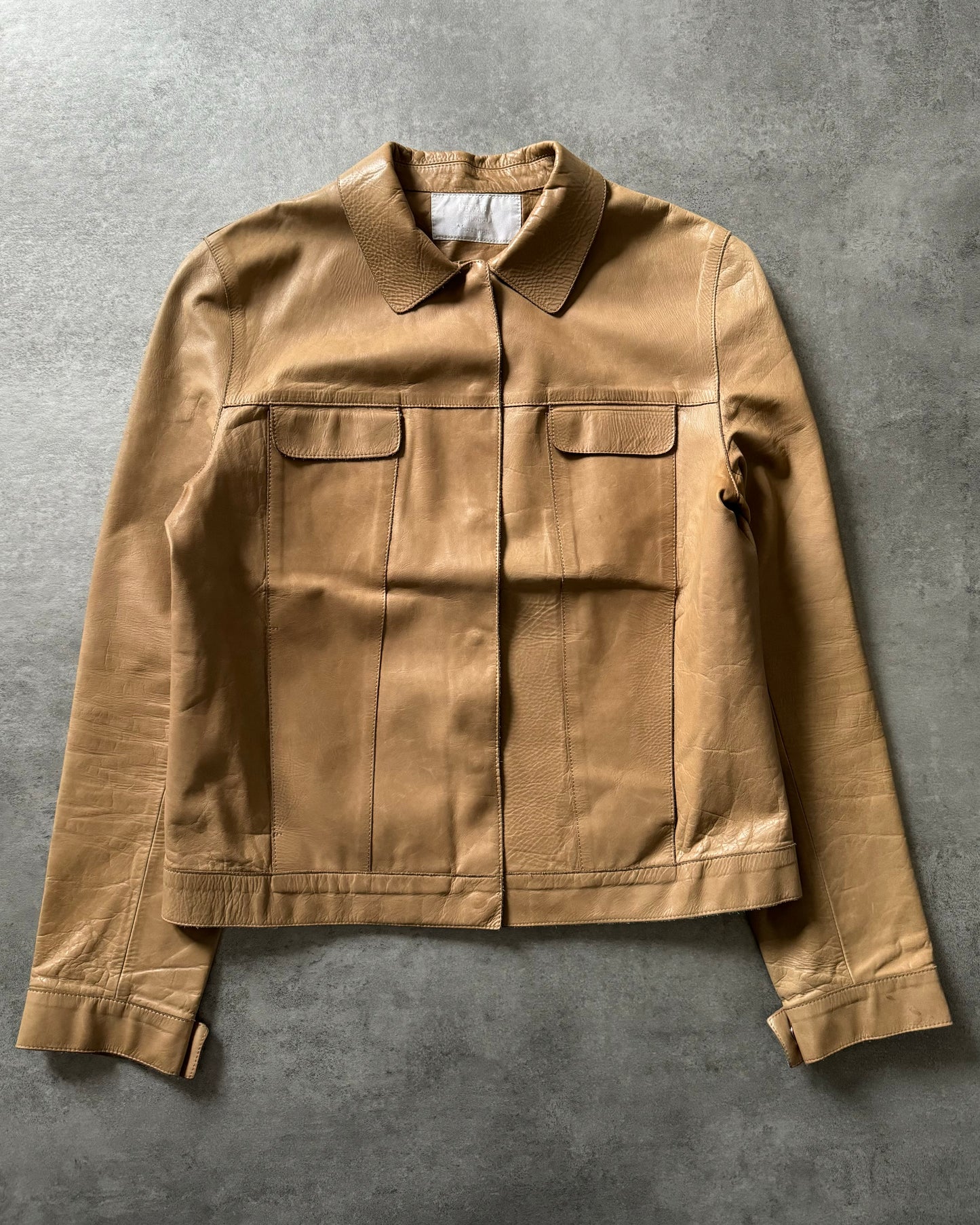 SS1999 Prada Elegant Beige Leather Jacket  (XS) - 8