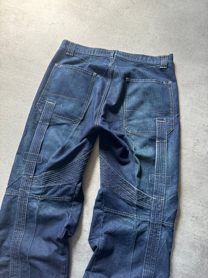 2000s Marithé + François Girbaud Blue Worker Cargo Denim Jeans (L) - 4