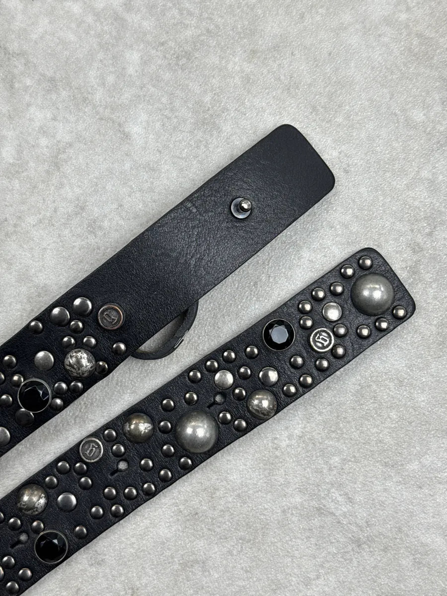 AW2011 Galliano Black Leather Studded Grommet Belt gEVpxibH 3