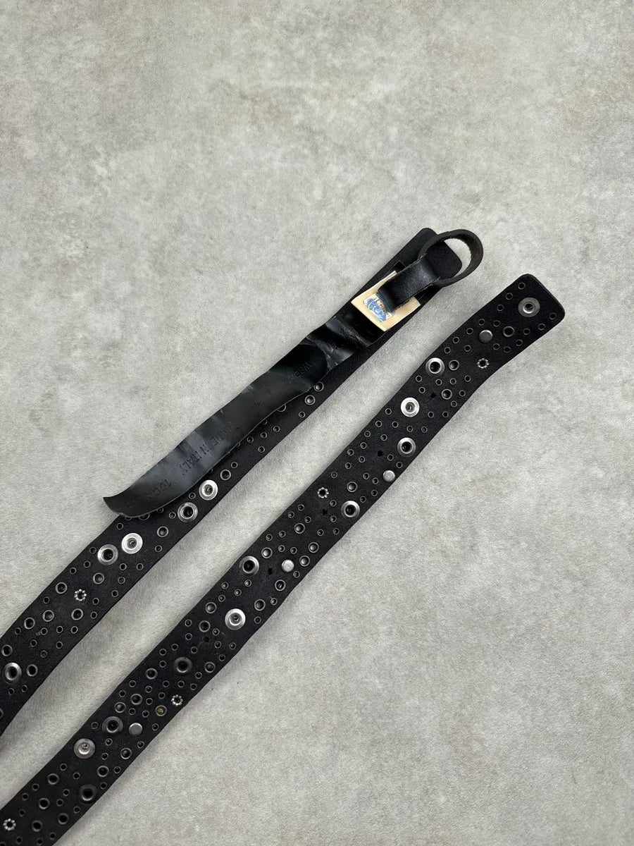 AW2011 Galliano Black Leather Studded Grommet Belt gEVpxibH 4