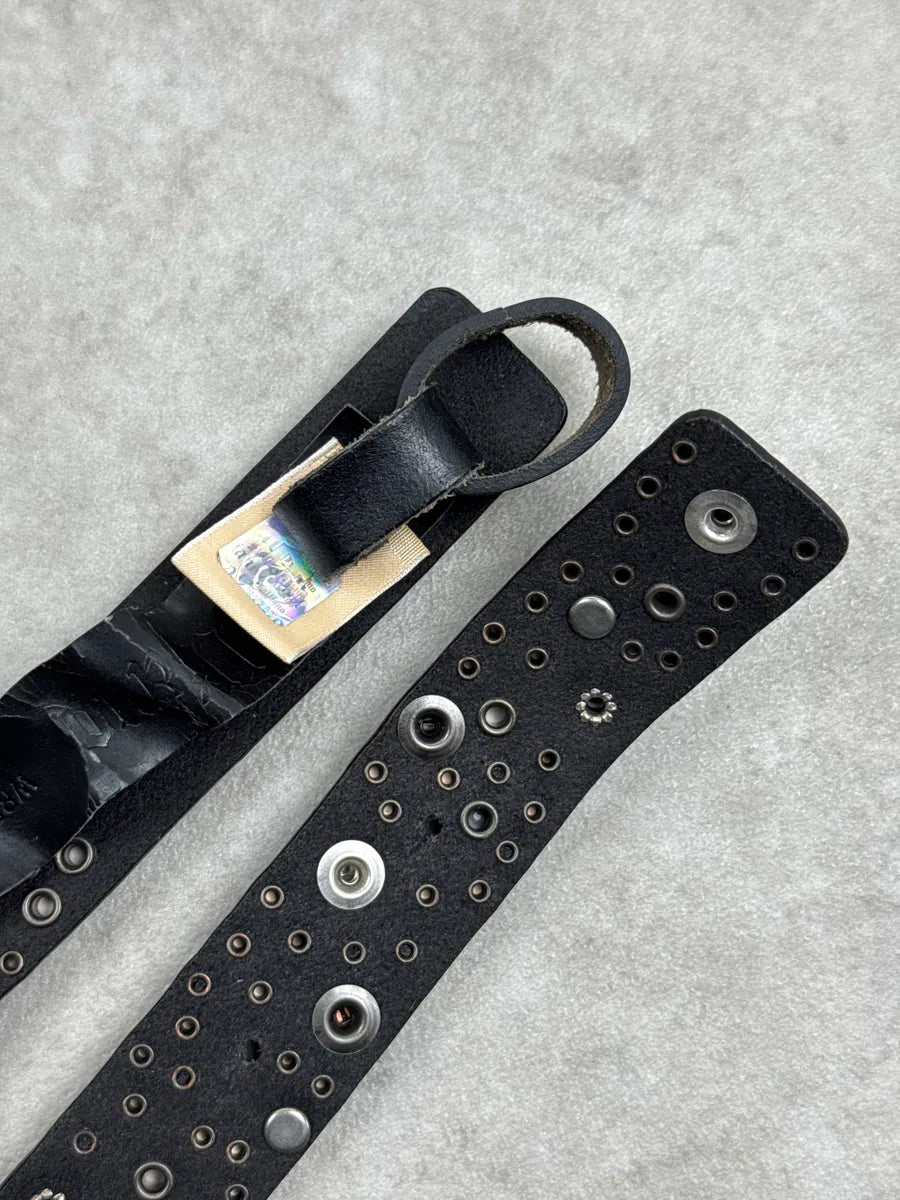 AW2011 Galliano Black Leather Studded Grommet Belt gEVpxibH 5