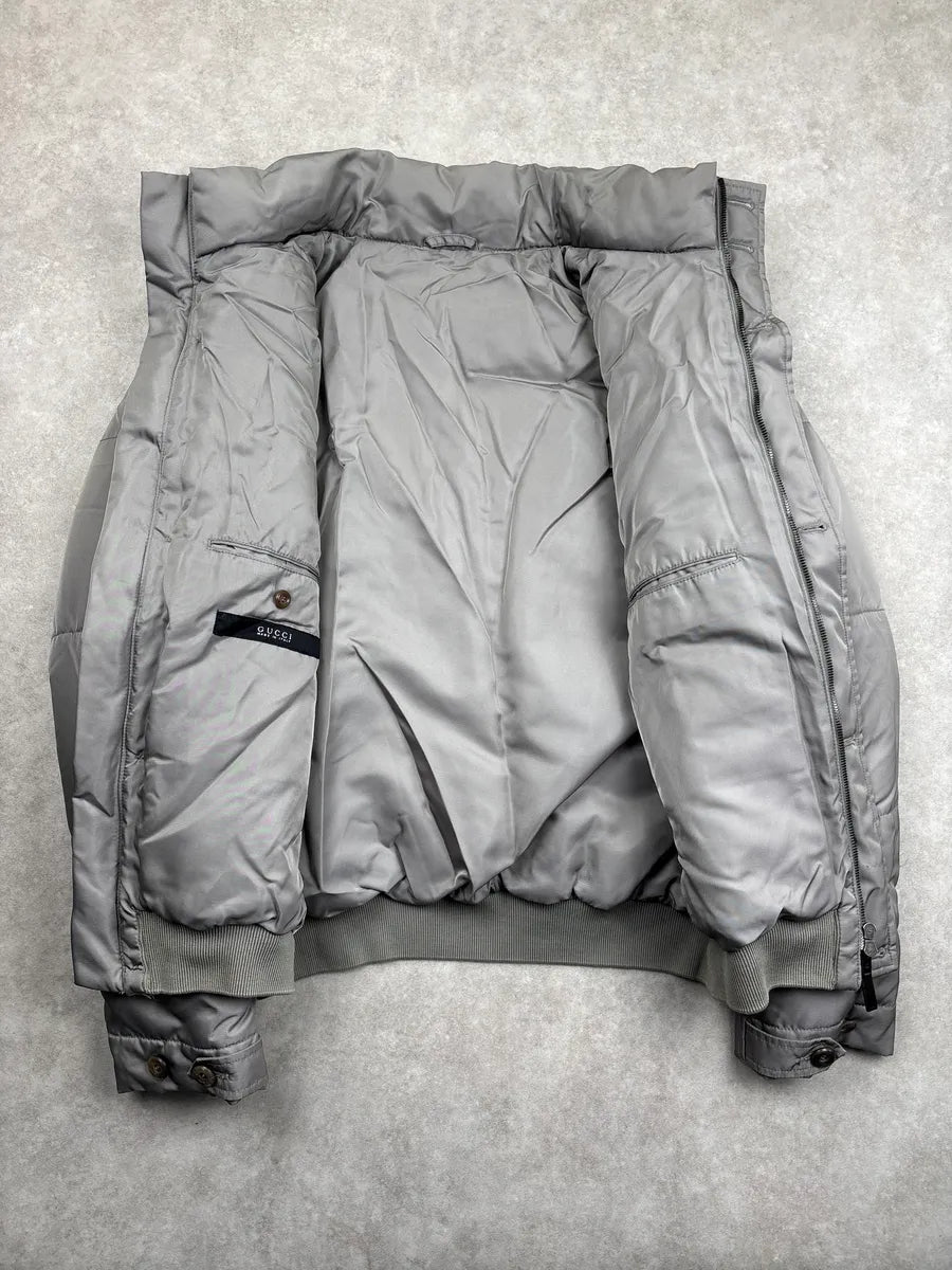AW1998 Gucci Grey Nylon Down Padded Bomber Jacket by Tom Ford gFFnCwAW 3