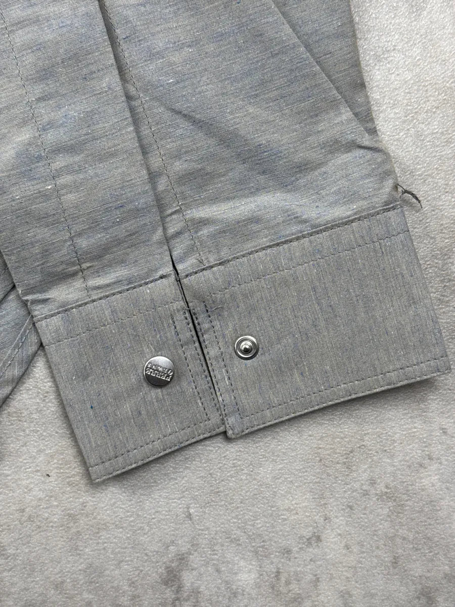 2000s Gianfranco Ferré Grey Linen Snap Button Speckled Shirt gFKvVOjI 5