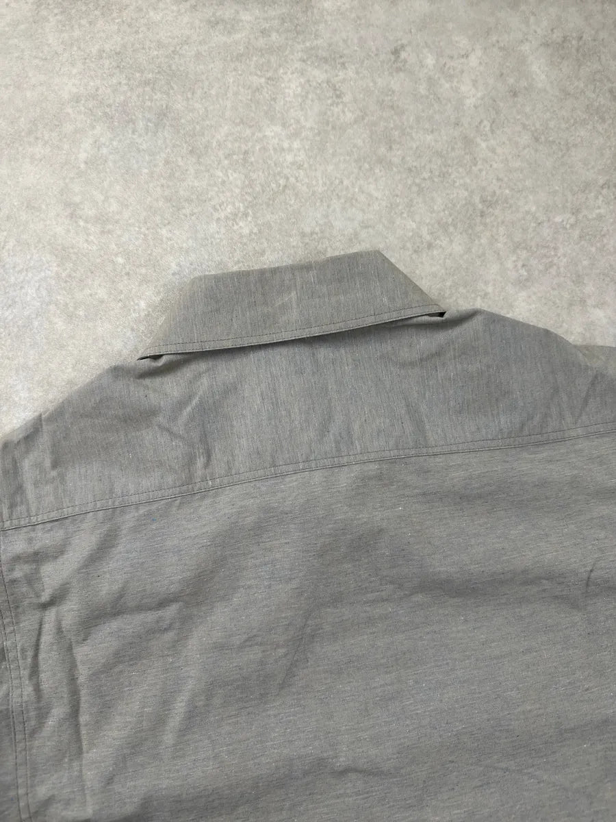 2000s Gianfranco Ferré Grey Linen Snap Button Speckled Shirt gFKvVOjI 8