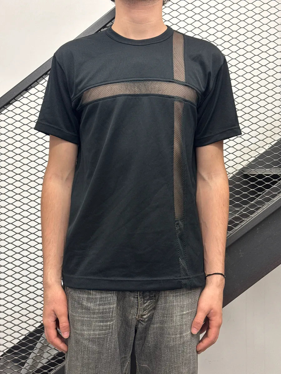 AW2015 Comme des Garçons Homme Deux Black Mesh Cross Panel T-Shirt gHBYaBjT 1